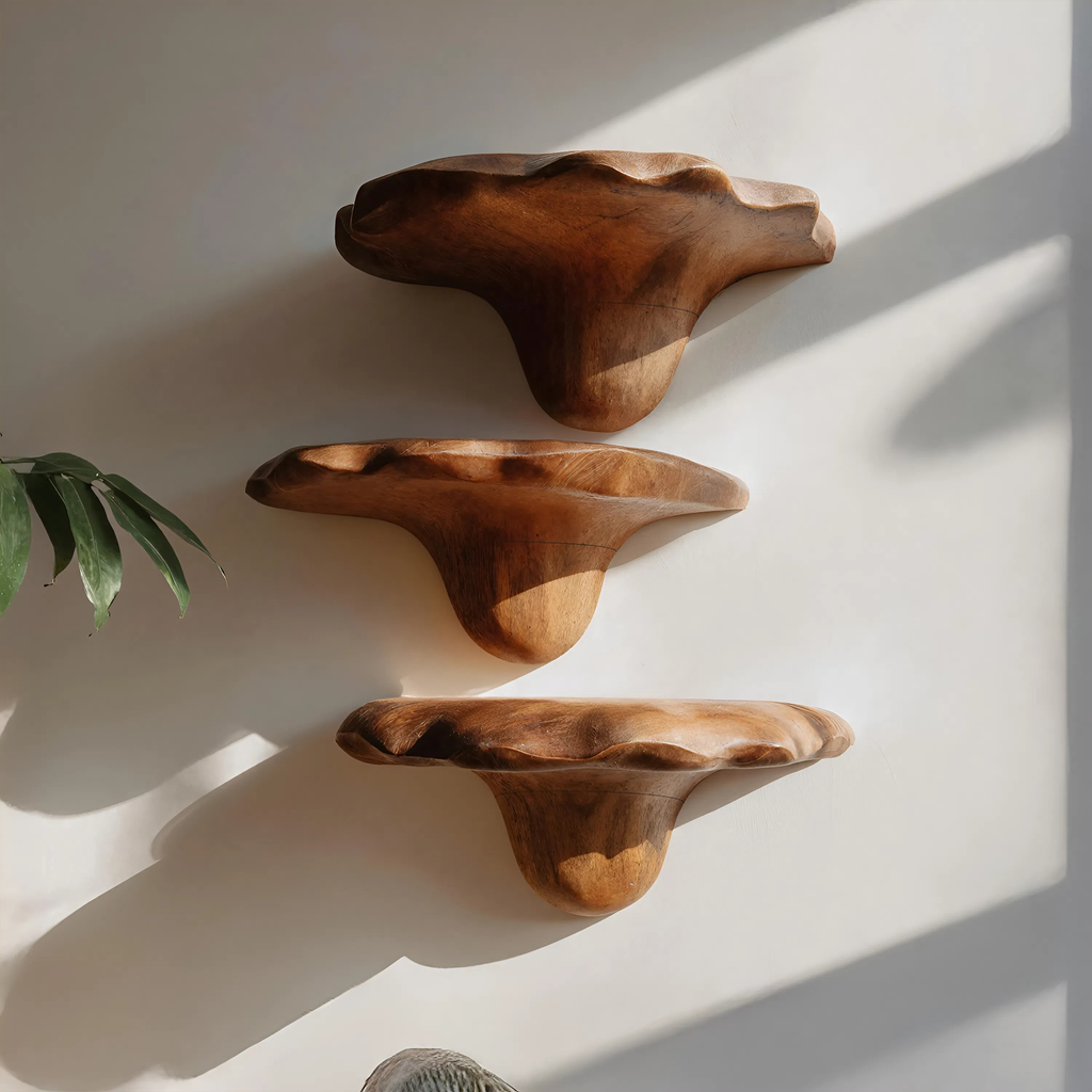 Étagère champignon en bois style milieu du siècle pour décoration de salon et chambre SILDTTNMR001