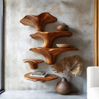 Étagère champignon moderne en bois massif pour l'entrée et la décoration SILDTTRMR008