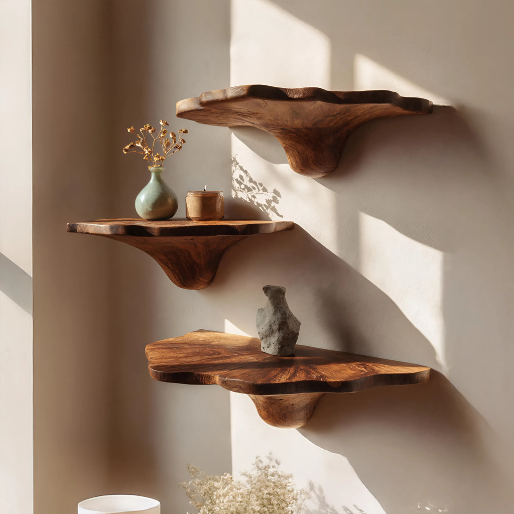 Étagère champignon en bois faite à la main pour une décoration de salon artistique SILDTTNMR007