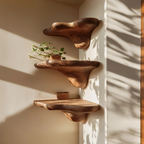 Étagère champignon en bois à bord brut style Mid-Century pour décoration de meubles SILDTTNCMS013