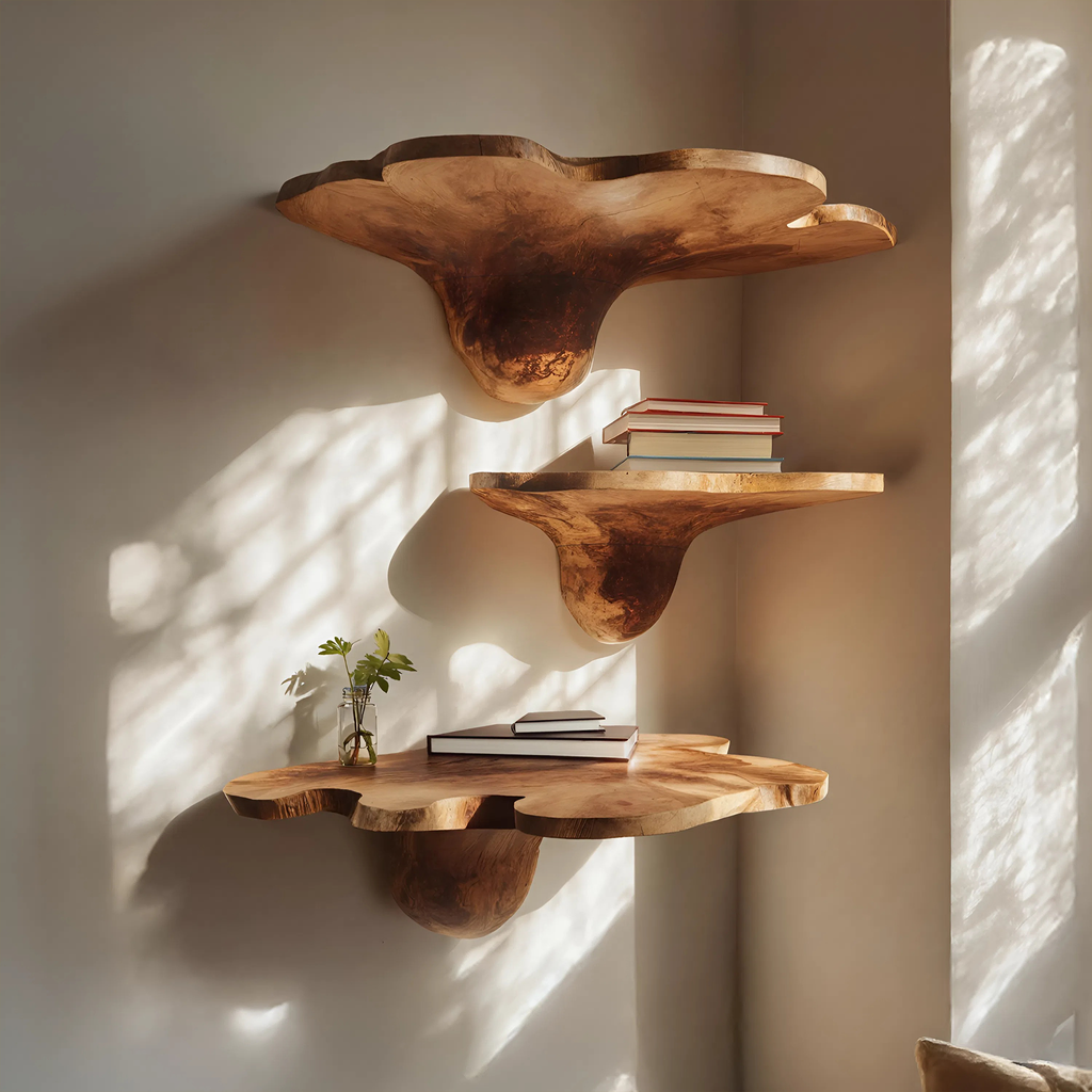 Étagère champignon en bois massif Mid-Century pour décoration de salon moderne SILDTTNMR002